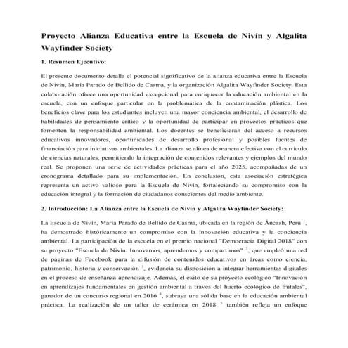 Proyecto Alianza Educativa entre la Escuela de Nivín y Algalita Wayfinder Soc...