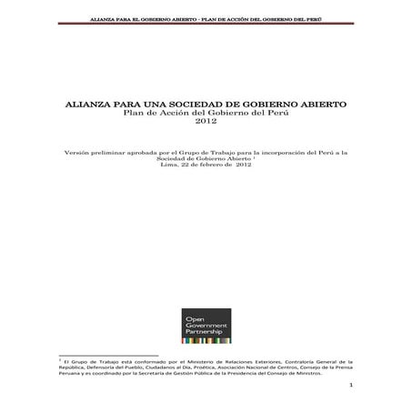 ALIANZA PARA UNA SOCIEDAD DE GOBIERNO ABIERTO