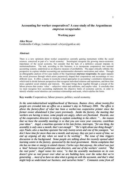 Accounting for worker cooperatives