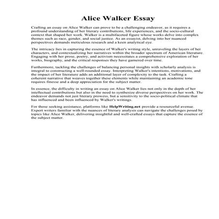 Alice Walker Essay