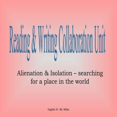 Alienation & Isolation Wiki Project