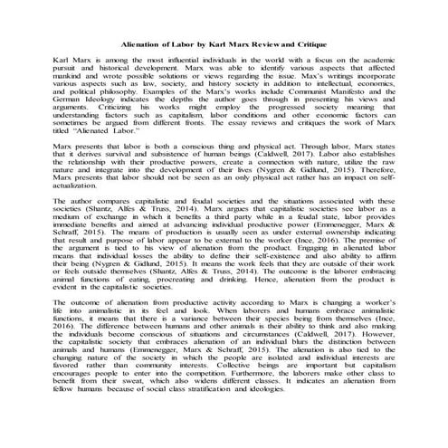 Marx theory of alienation the 4 types of alienation | PPTX