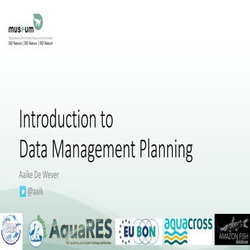 Introduction to Data Management Planning at Alien Challenge COST workshop