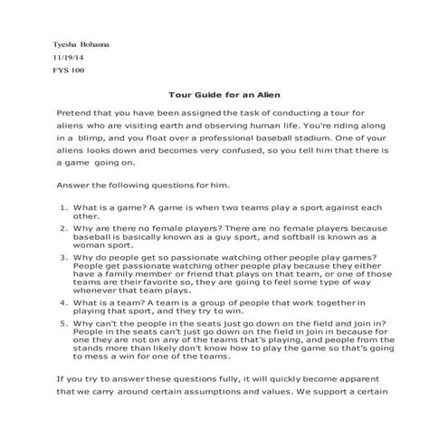 Alien tour assignment