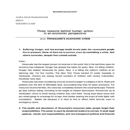 Three Reasons Behind Human Action in An Economic Perspective About Venezuela'...