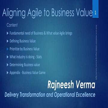 Agile Gurugram Conference 2020 | Aligning Agile to Business value | Rajneesh ...