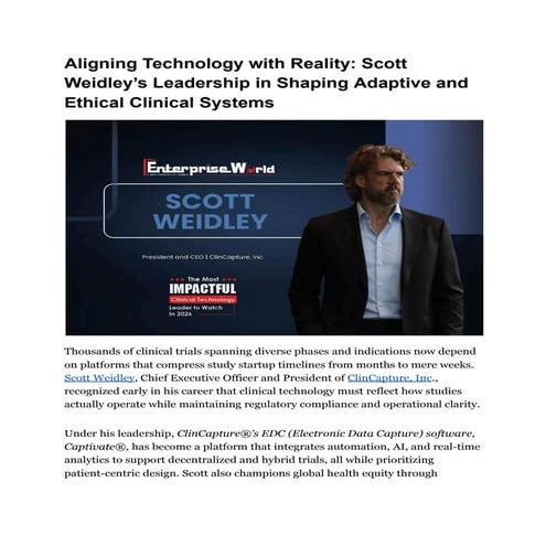 Aligning Technology with Reality_ Scott Weidley’s Leadership in Shaping ...