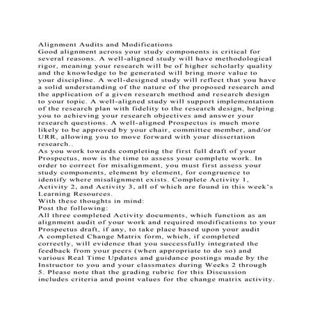 Alignment Audits and ModificationsGood alignment across your stu.docx