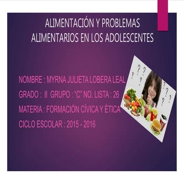 Alimentación y problemas alimentarios en los adolescentes