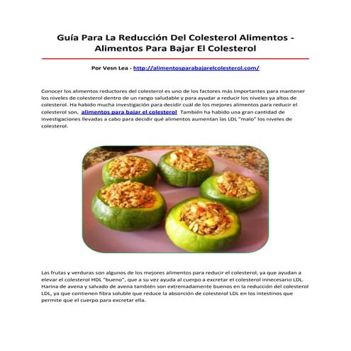 Alimentos para bajar el colesterol