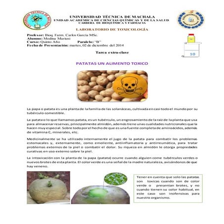 Alimento toxico patatas