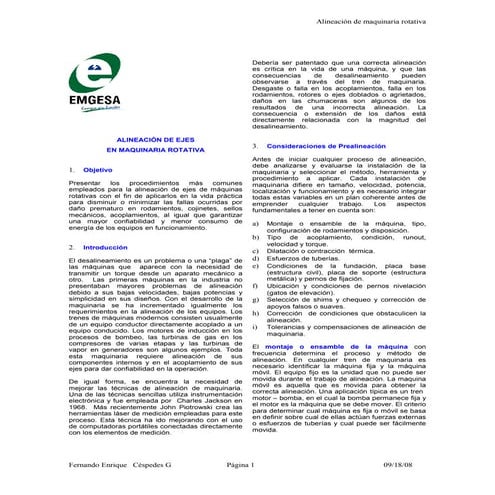 Alineación de ejes de maquinaria rotativa   emgesa
