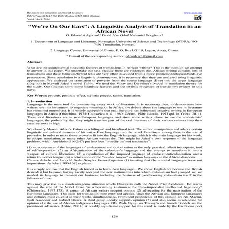 A linguistic analysis of translation in an african novel