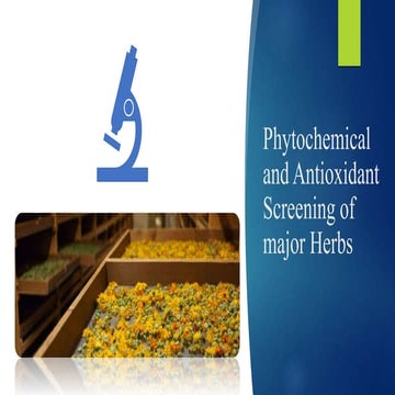 Phytochemical and Antioxidant Screening of major Herbs | PPTX