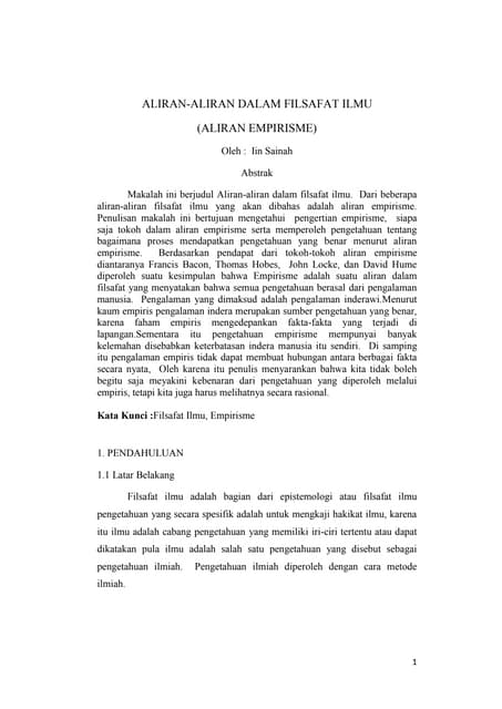 Aliran aliran dalam filsafat ilmu (aliran empirisme)