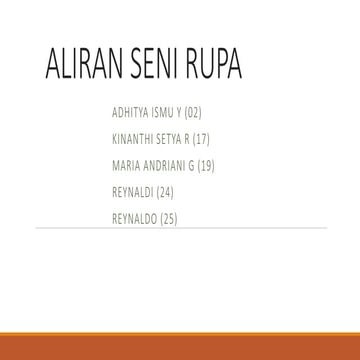 Seni Budata (Seni Rupa) : Aliran Seni Rupa