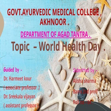 World health day programme in detail with reference