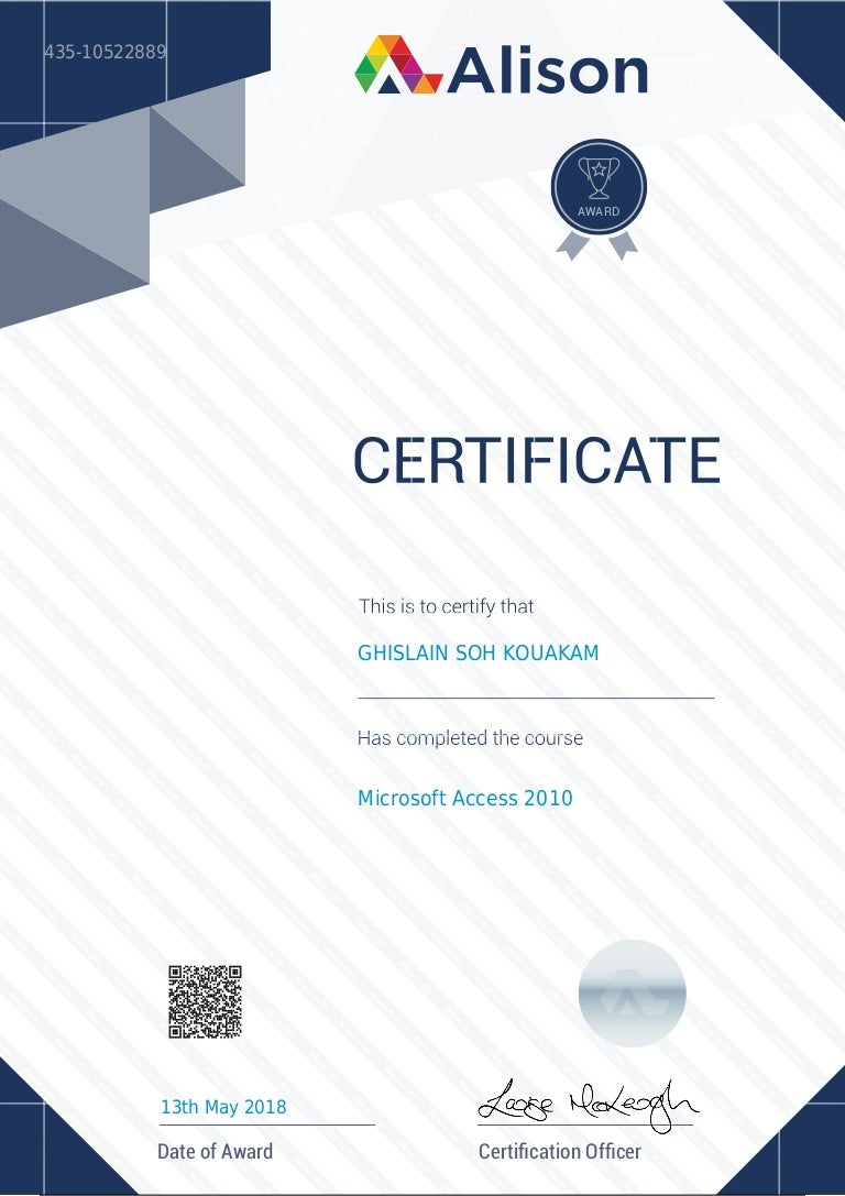 Microsoft Access Database Certification – DKKWAG