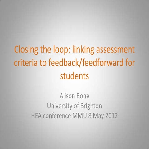 Alison Bone - closing the loop