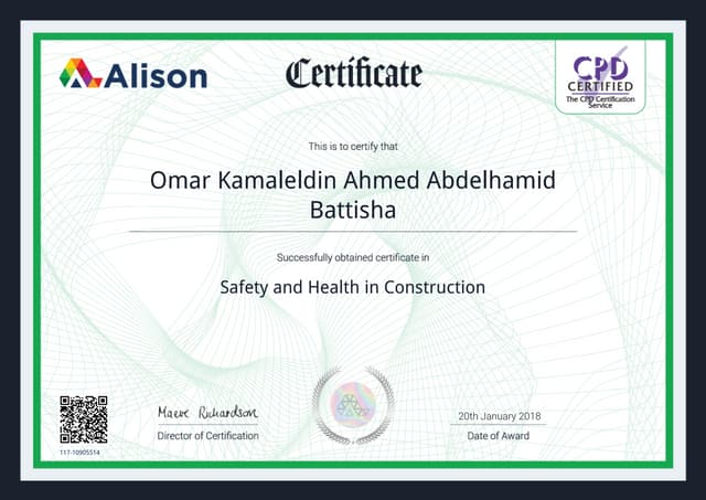 Alison certificate Safety and health in construction PPT Alison certificate Safety and health in construction PPT