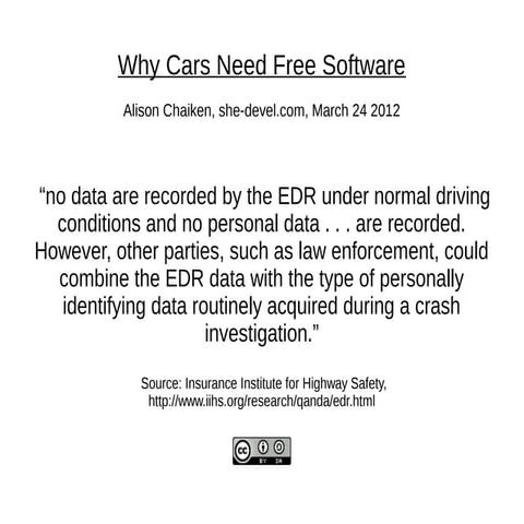 Why Cars Need Free Software