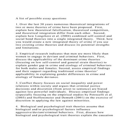 A list of possible essay questions 1. Over the last 30 years n.docx