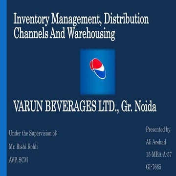 Pepsi Inventory Management, Distribution Channels and Warehousing
