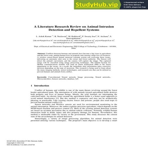 Animal intrusion detection system | PPTX