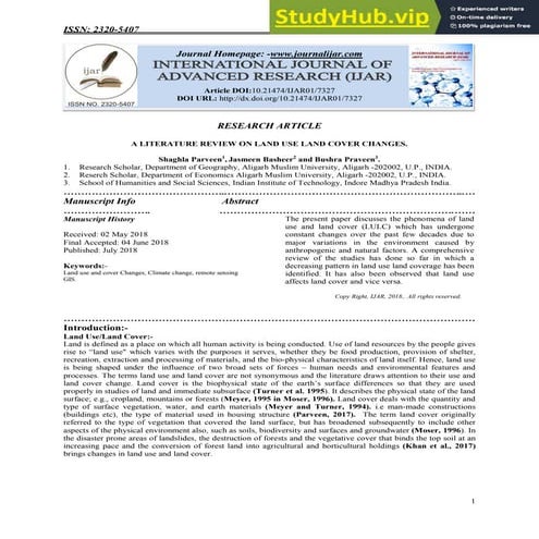 Land use and land cover classification | PDF