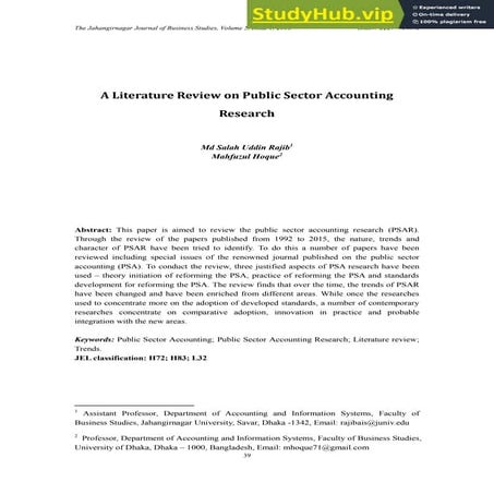 A Literature Review On Public Sector Accounting Research | PDF