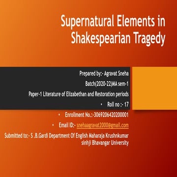 Supernatural Element in Shakesperian Tragedy