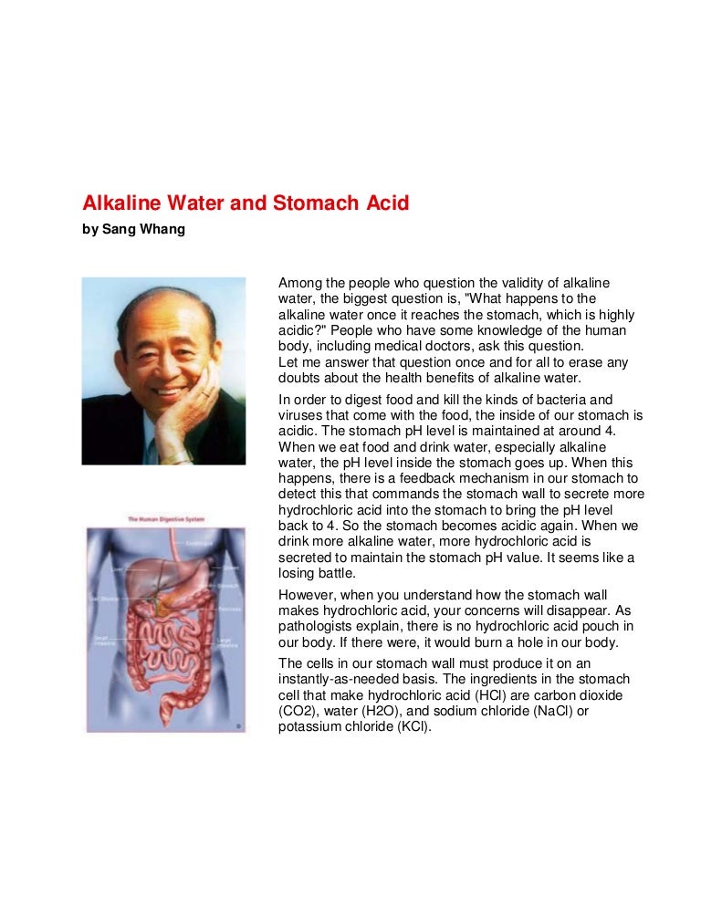 Alkaline water and stomach acid