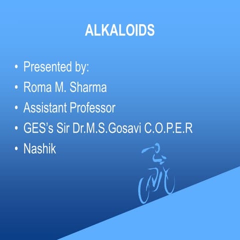 Secondary metabolites- Alkaloids Introduction