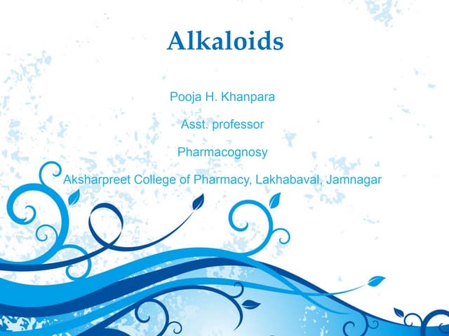 Alkaloids by pooja sem-6 pharmacy