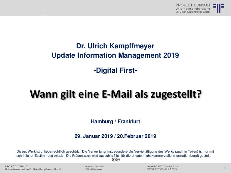 De Wann Gilt Eine E Mail Als Zugestellt Dr Ulrich Kampffmeyer