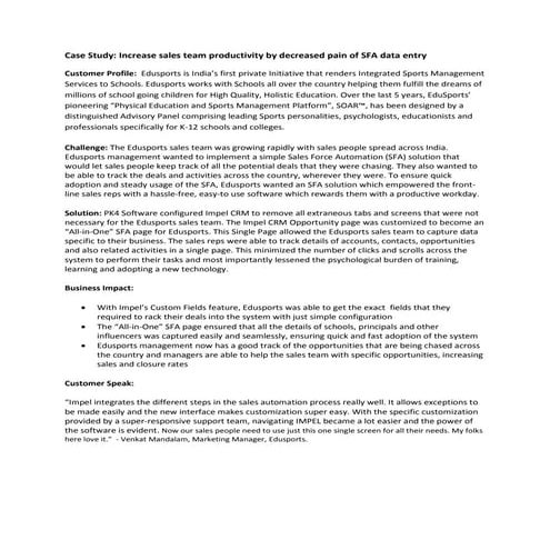 All in-One SFA Case Study