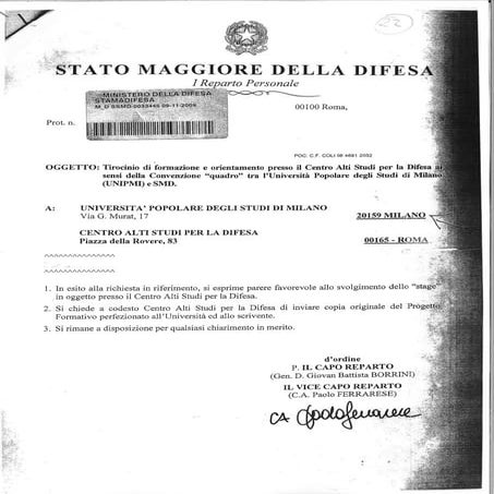Accordo quadro tra Università Popolare degli Studi di Milano e Centro Alti Studi per la Difesa 