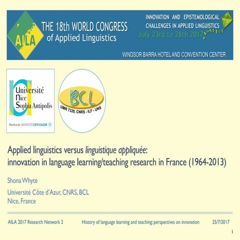 Applied linguistics and linguistique appliquée