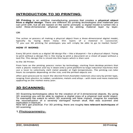 All about 3 d printing