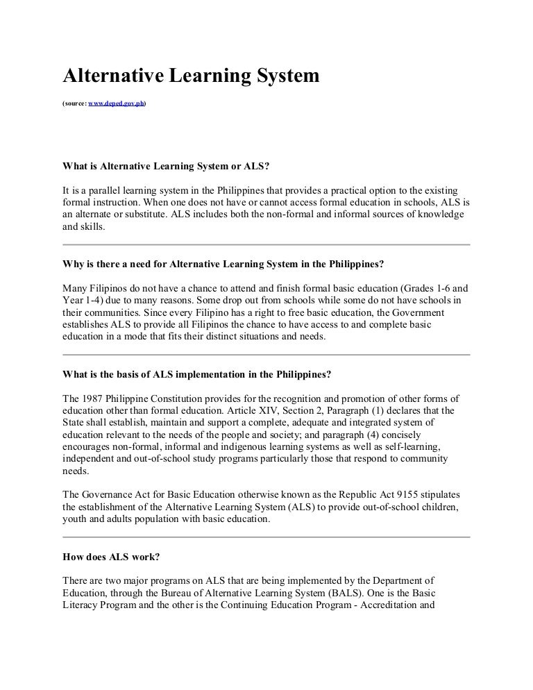 All About Alternative Learning System