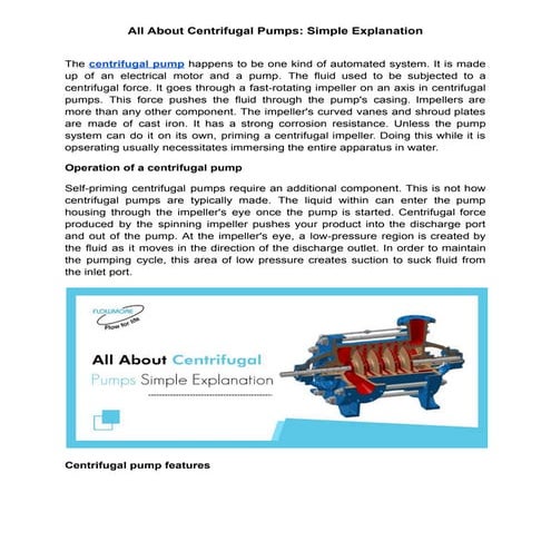 How to Choose the Best Centrifugal Pumps for Your Needs | PDF