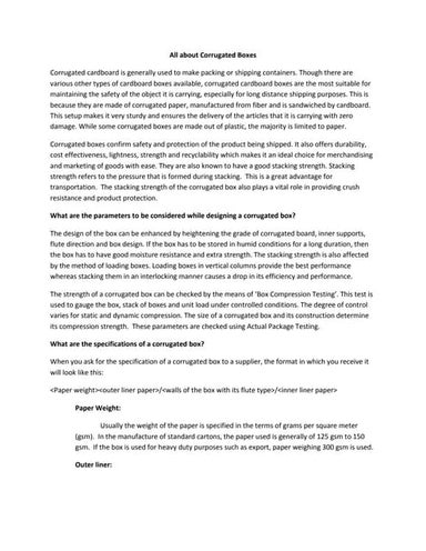 All about corrugated boxes