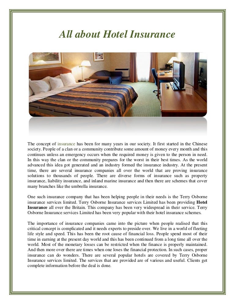 All about hotel insurance