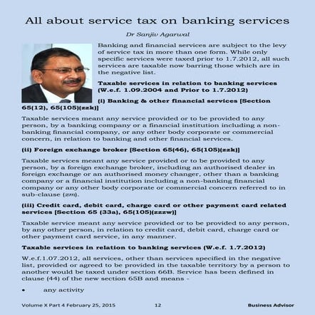 All about service tax on banking services - Dr Sanjiv Agarwal