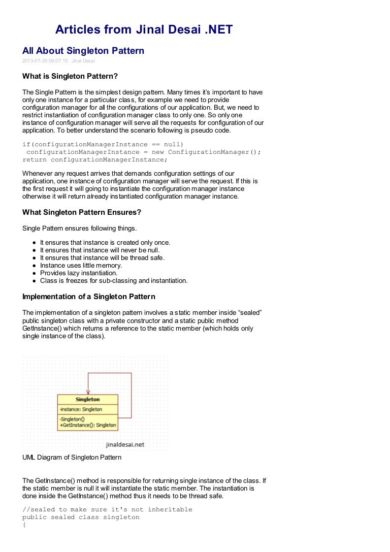 Singleton Pattern Magnificent Inspiration Design Singleton Pattern Magnificent Inspiration Design