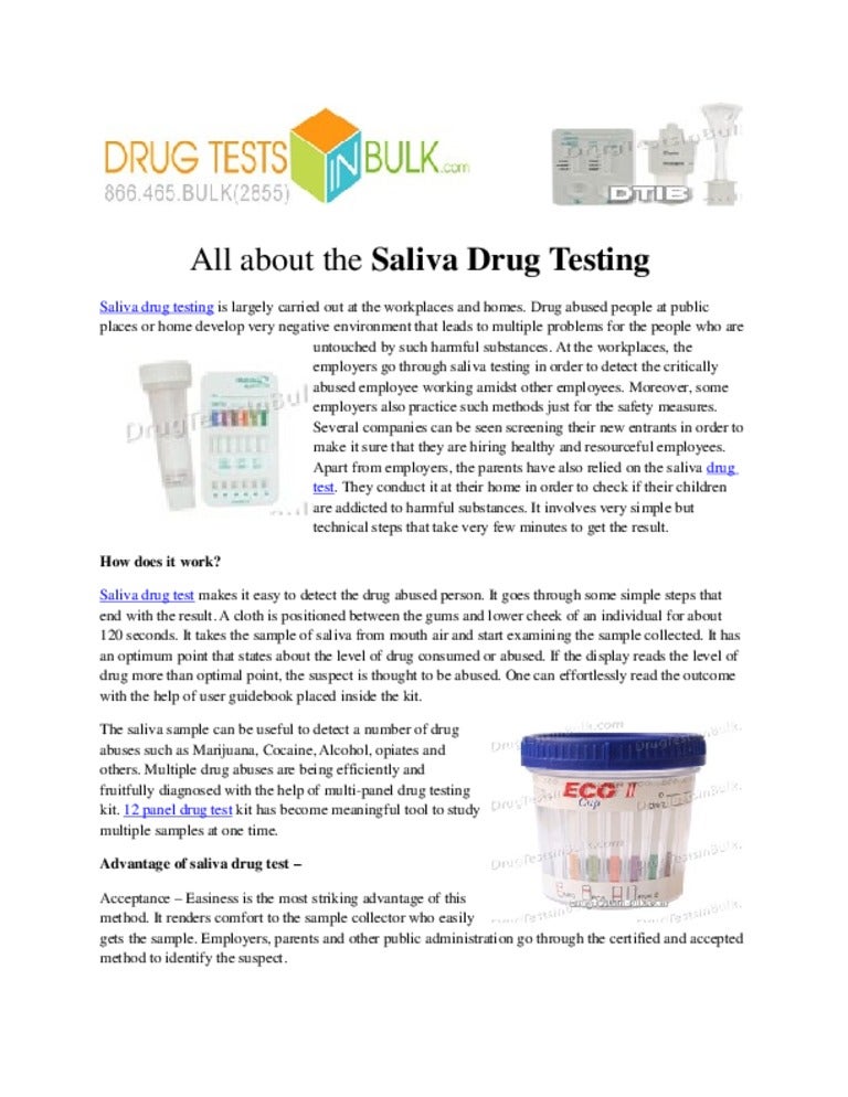 All about the saliva drug testing