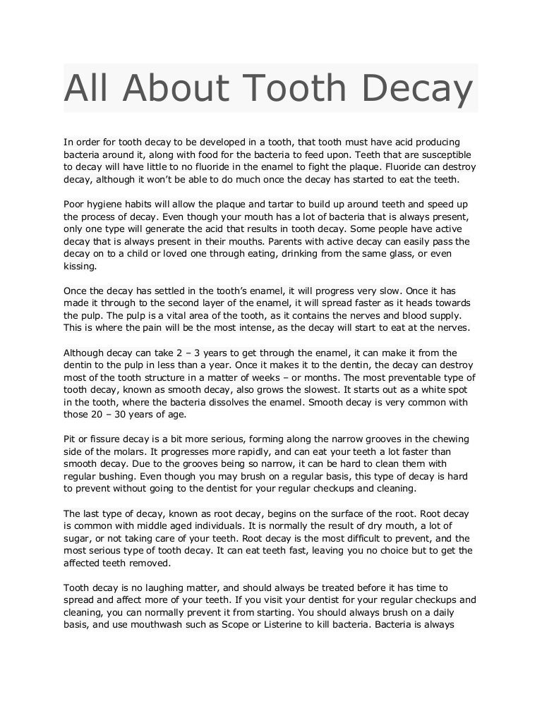 All About Tooth Decay