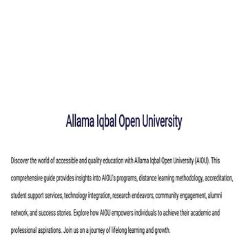 Allama Iqbal Open University Aiou Institute Pptx