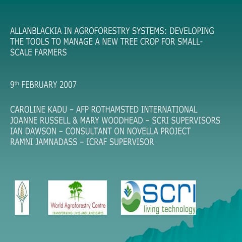 Allanblackia In Agroforestry Systems Iv   9 Feb Caroline Kadu
