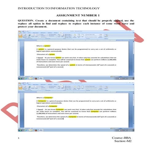 BBA I Semester IT All assignments